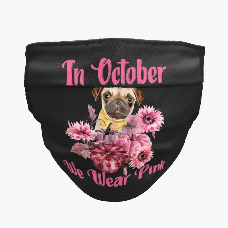 Dog Pug Breast Cancer Awareness T-Shirt